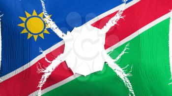 Namibia flag with a hole, white background, 3d rendering