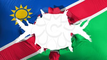 Namibia flag with a big hole, white background, 3d rendering