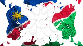 Scattered Namibia flag, white background, 3d rendering