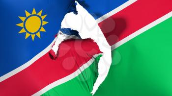 Damaged Namibia flag, white background, 3d rendering