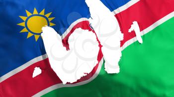 Ragged Namibia flag, white background, 3d rendering