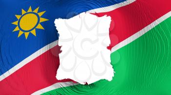 Square hole in the Namibia flag, white background, 3d rendering