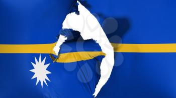 Damaged Nauru flag, white background, 3d rendering
