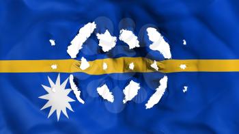 Nauru flag with a small holes, white background, 3d rendering