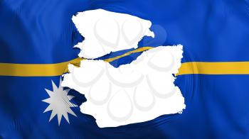 Tattered Nauru flag, white background, 3d rendering