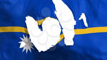Ragged Nauru flag, white background, 3d rendering