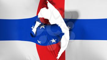 Damaged Netherlands Antilles 1986-2010 flag, white background, 3d rendering