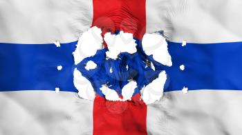 Holes in Netherlands Antilles 1986-2010 flag, white background, 3d rendering