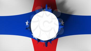 Hole cut in the flag of Netherlands Antilles 1986-2010, white background, 3d rendering