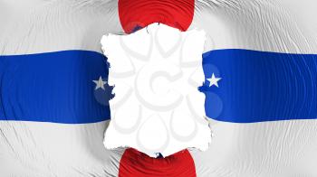 Square hole in the Netherlands Antilles 1986-2010 flag, white background, 3d rendering