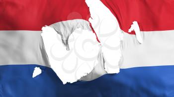 Ragged Netherlands flag, white background, 3d rendering