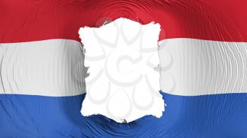 Square hole in the Netherlands flag, white background, 3d rendering