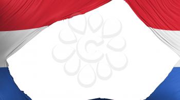 Divided Netherlands flag, white background, 3d rendering