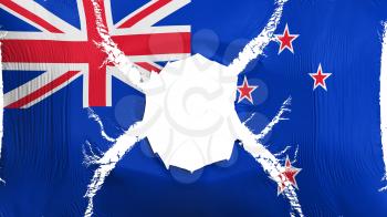 New Zealand flag with a hole, white background, 3d rendering