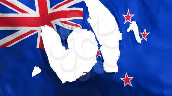 Ragged New Zealand flag, white background, 3d rendering