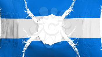 Nicaragua flag with a hole, white background, 3d rendering
