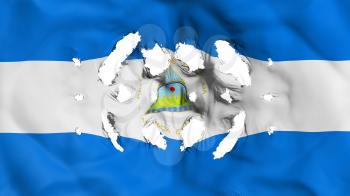 Nicaragua flag with a small holes, white background, 3d rendering