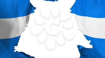 Nicaragua flag ripped apart, white background, 3d rendering