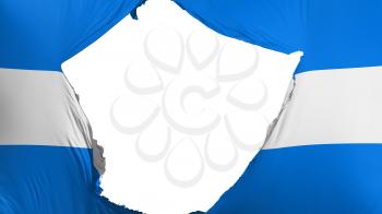 Cracked Nicaragua flag, white background, 3d rendering