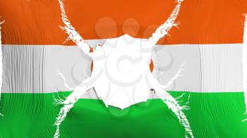 Niger flag with a hole, white background, 3d rendering
