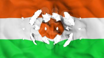 Niger flag with a small holes, white background, 3d rendering