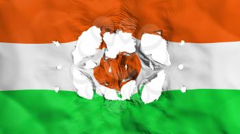 Holes in Niger flag, white background, 3d rendering