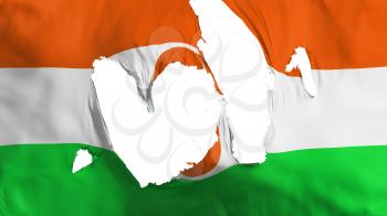 Ragged Niger flag, white background, 3d rendering