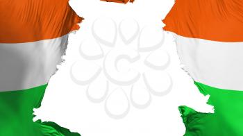 Niger flag ripped apart, white background, 3d rendering