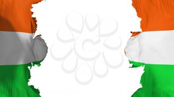 Blasted Niger flag, against white background, 3d rendering