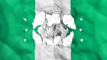 Holes in Nigeria flag, white background, 3d rendering