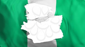 Tattered Nigeria flag, white background, 3d rendering
