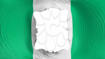 Square hole in the Nigeria flag, white background, 3d rendering