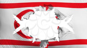 Northern Cyprus flag with a big hole, white background, 3d rendering