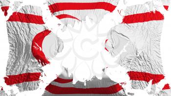 Northern Cyprus torn flag fluttering in the wind, over white background, 3d rendering