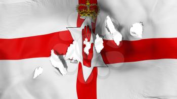 Northern Ireland flag perforated, bullet holes, white background, 3d rendering