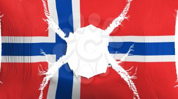 Norway flag with a hole, white background, 3d rendering