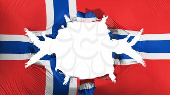 Norway flag with a big hole, white background, 3d rendering