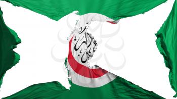 Destroyed Organisation of Islamic Cooperation flag, white background, 3d rendering