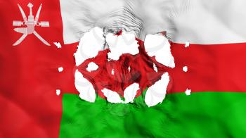 Holes in Oman flag, white background, 3d rendering