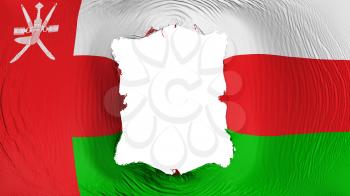 Square hole in the Oman flag, white background, 3d rendering