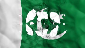 Holes in Pakistan flag, white background, 3d rendering