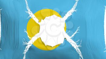 Palau flag with a hole, white background, 3d rendering