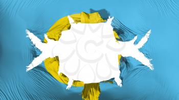 Palau flag with a big hole, white background, 3d rendering