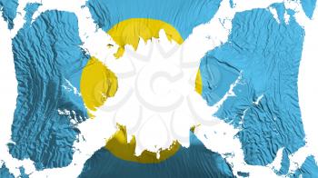 Palau torn flag fluttering in the wind, over white background, 3d rendering