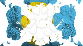 Scattered Palau flag, white background, 3d rendering
