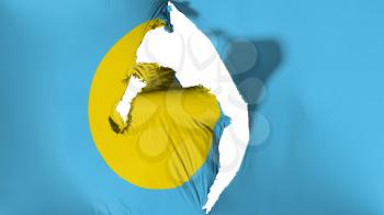 Damaged Palau flag, white background, 3d rendering