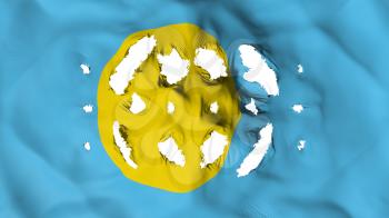 Palau flag with a small holes, white background, 3d rendering
