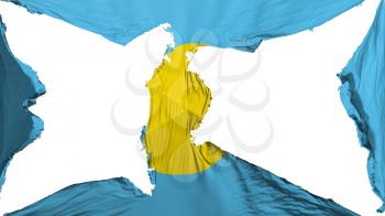 Destroyed Palau flag, white background, 3d rendering
