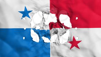 Holes in Panama flag, white background, 3d rendering