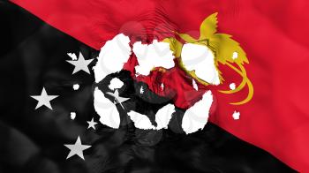 Holes in Papua New Guinea flag, white background, 3d rendering